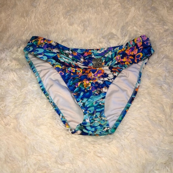 Colorful Water colors Blue Bikini Bottoms size 6 - Picture 1 of 10